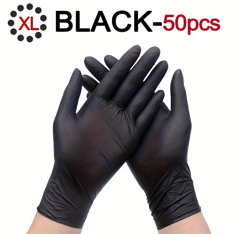 20/50/100pcs/bag, Disposable Nitrile Gloves, Tattoo, Beauty Salon, Restaurant, Pet Care, Household Cleaning Gloves, Waterproof, Dustproof, Stain Resistant Disposable Gloves - Black