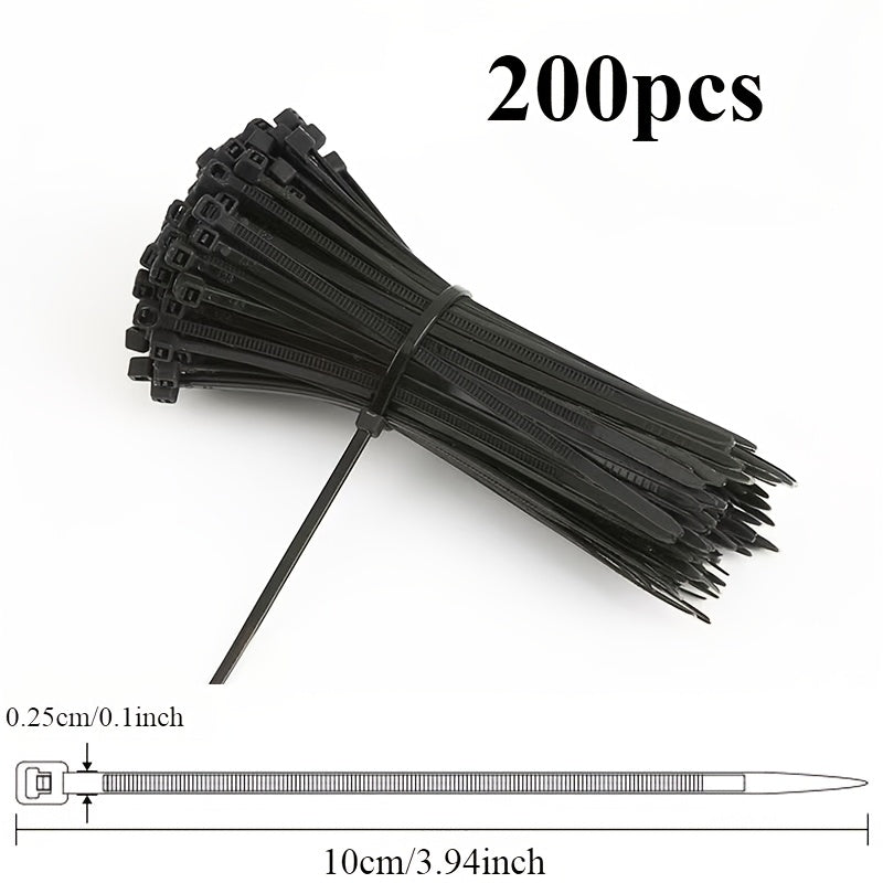 [100/200pcs Heavy-Duty Cable Ties] 100/200pcs Heavy-Duty Cable Ties, Self-Locking, High Tensile Strength, Durable Nylon Zip Ties for Construction & Home Organization