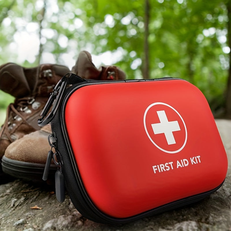 80pcs EVA First Aid Kit, Emergency Survival Aid Package, with Scissors, Tweezers, Bandages, Gloves, Whistle, for Travel, Outdoor Activities, Home, Office, Camping, Hiking, Vehicle Essentials - Red