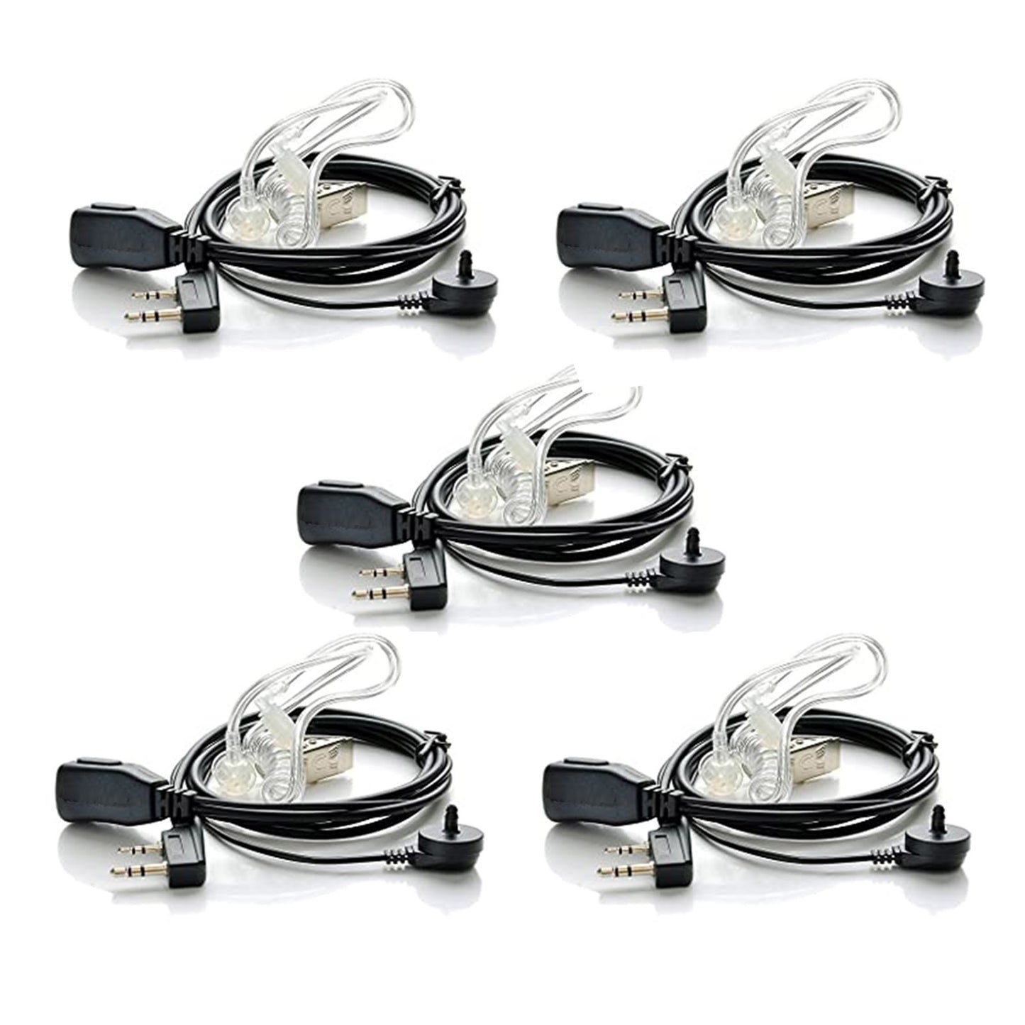 5pcs 2 Pin Acoustic Tube Walkie Talkies Earpiece With Mic Compatible With Baofeng UV-5R 888S Two Way Radio