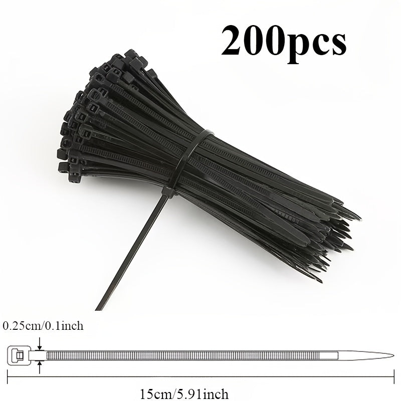 [100/200pcs Heavy-Duty Cable Ties] 100/200pcs Heavy-Duty Cable Ties, Self-Locking, High Tensile Strength, Durable Nylon Zip Ties for Construction & Home Organization