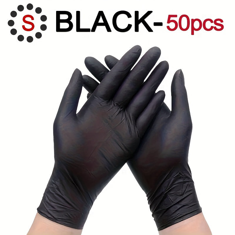 20/50/100pcs/bag, Disposable Nitrile Gloves, Tattoo, Beauty Salon, Restaurant, Pet Care, Household Cleaning Gloves, Waterproof, Dustproof, Stain Resistant Disposable Gloves - Black