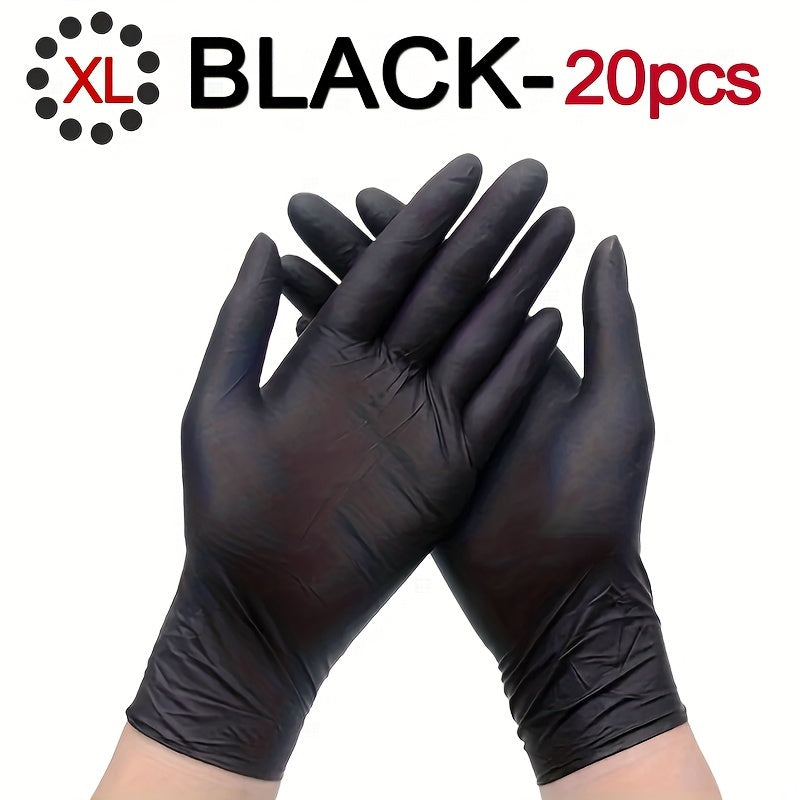 20/50/100pcs/bag, Disposable Nitrile Gloves, Tattoo, Beauty Salon, Restaurant, Pet Care, Household Cleaning Gloves, Waterproof, Dustproof, Stain Resistant Disposable Gloves - Black