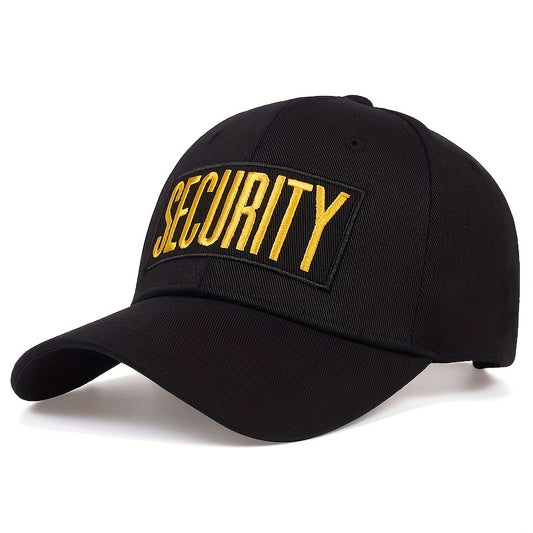 1 Men's Tactical "SECURITY" Baseball Cap - Black, Sun-Protective Polyester, Adjustable Buckle Closure, Hand-Washable for Casual Outdoor Wear in Spring/Summer