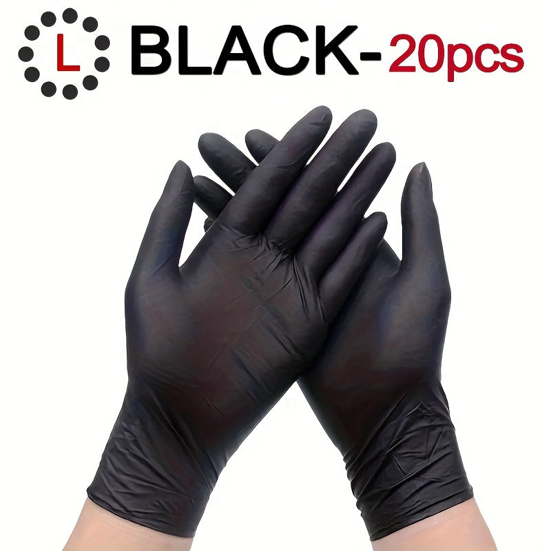 20/50/100pcs/bag, Disposable Nitrile Gloves, Tattoo, Beauty Salon, Restaurant, Pet Care, Household Cleaning Gloves, Waterproof, Dustproof, Stain Resistant Disposable Gloves - Black