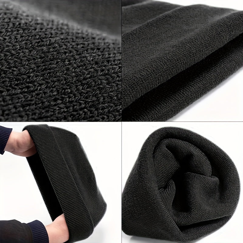 100% Acrylic Unisex Security Embroidered Knit Beanie Cap - Soft, Comfortable, Windproof & Lightweight Winter Hat for Men and Women with Elasticity