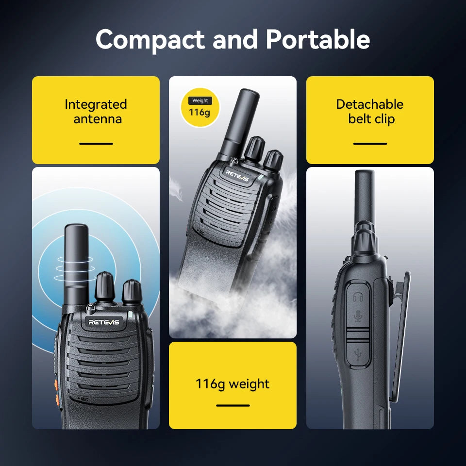 Retevis H777 2PC walkie talkie long range walkie talkies Radios Walkie-talkie Professional Compact Portable Two Way Radio Type-C