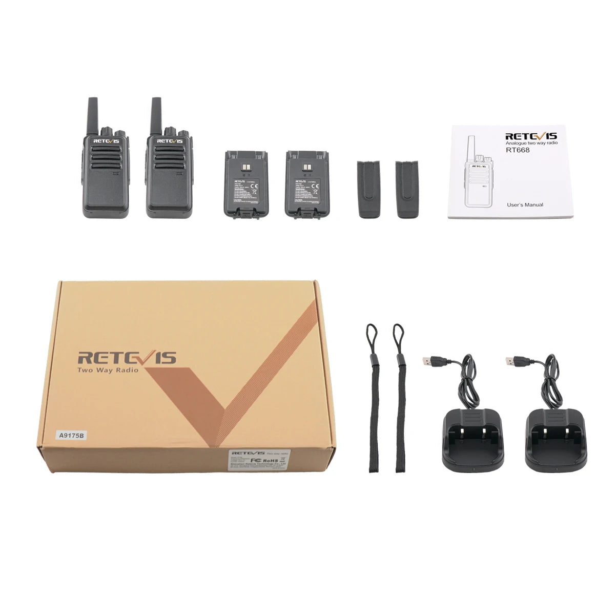 Retevis Walkie Talkie 2 pcs RT668 PMR 446 FRS Walkie-Talkies Two Way Radio Portable Communication Equipment PTT Radio Hotel Cafe