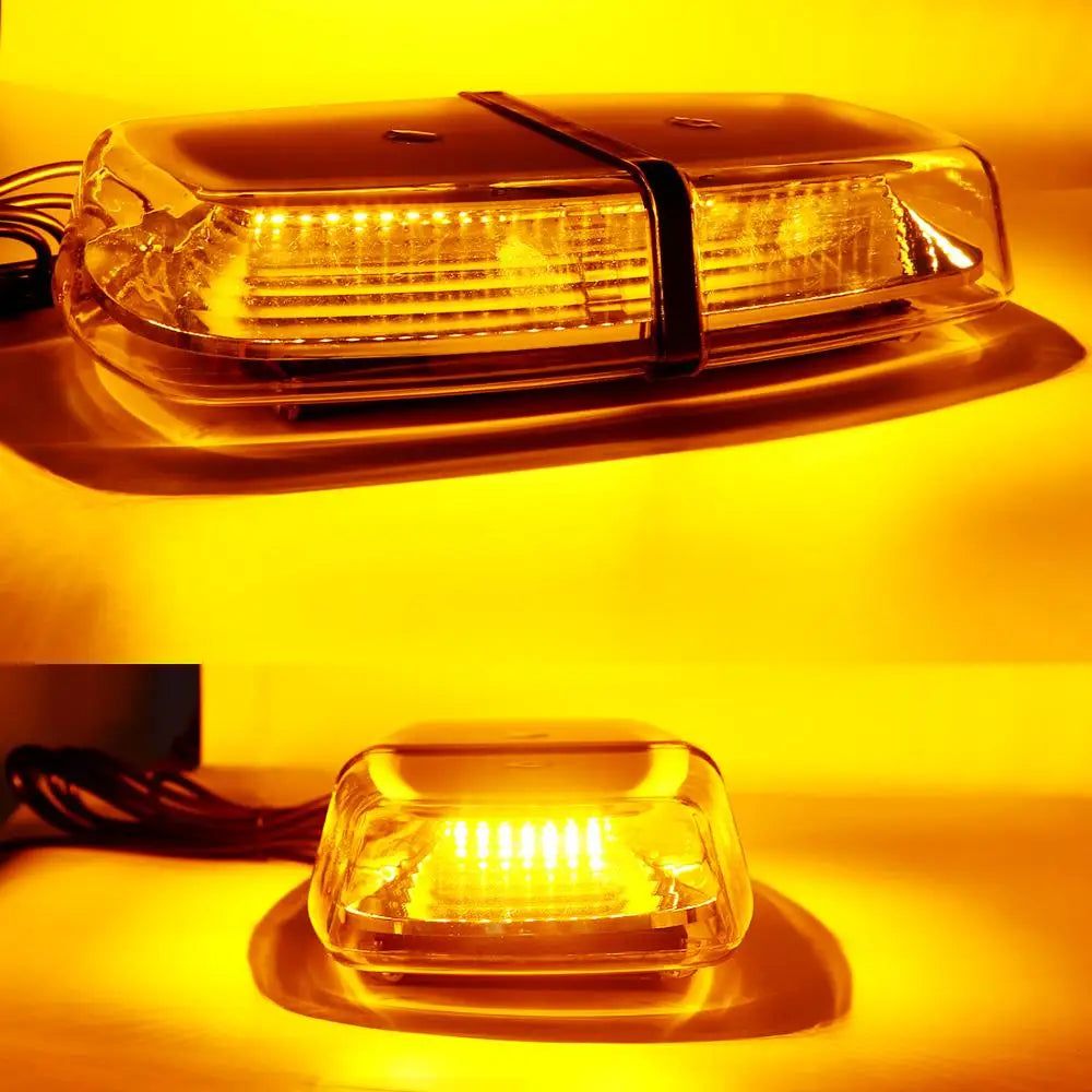 12V 24V Amber Yellow Truck Car Led Strobe Roof Lights Beacon Police Emergency Rescue Magnetic Vehicle Ambulance 72SMD