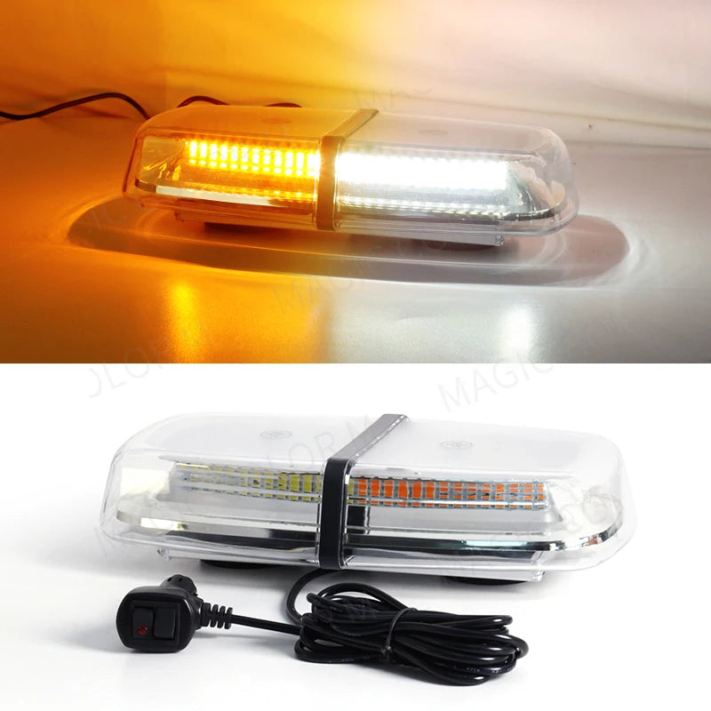 12V 24V Amber Yellow Truck Car Led Strobe Roof Lights Beacon Police Emergency Rescue Magnetic Vehicle Ambulance 72SMD