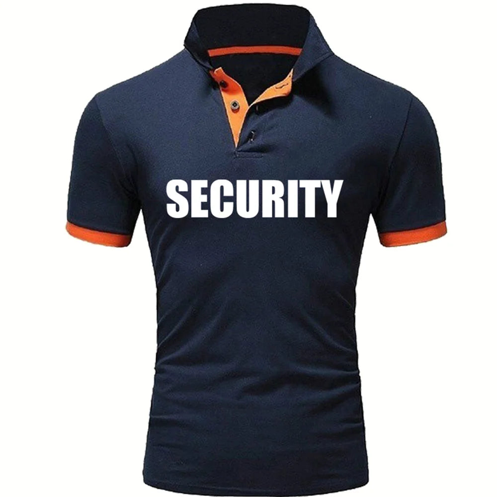 Summer Men Polo Shirt Security Uniform Print Men Tshirt Fashion Pullover HipHop Harajuku Men Short Sleeve Brand High Quality Tee