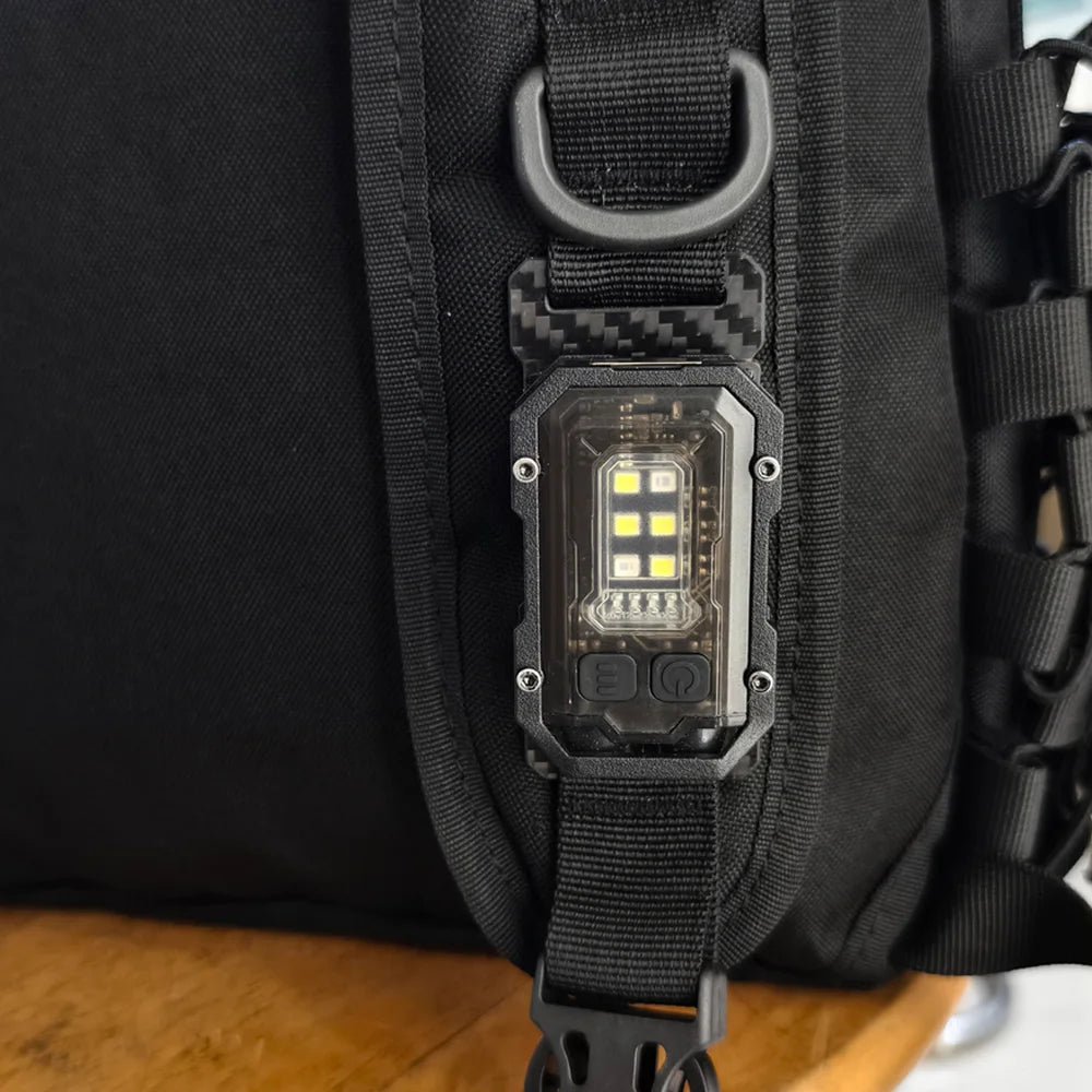 Tactical Flashlight EDC Portable Mini Light Or Hook Loop Plate Camping Hiking Safety Flashing Light For 25mm Backpack Strap