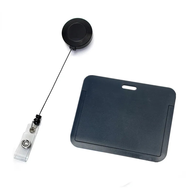 1Set Retractable Badge Holder Reel Staff Nurse Plastic Working Permit Holder Cover Exhibition Bus Pass Card Cover Case ID Sleeve
