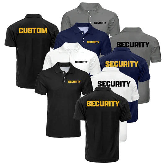 Classic Security Officer Men's Solid Color Custom Logo Polo Shirt Casual Polyester Lightweight Soft Work Uniform Bulk Tops