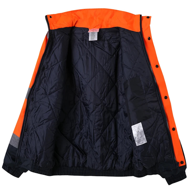 Safety Jackets for Work Men Winter Hi Vis Jacket Work Wear thickened Thermal Waterproof Windproof Reflective Jacket Men