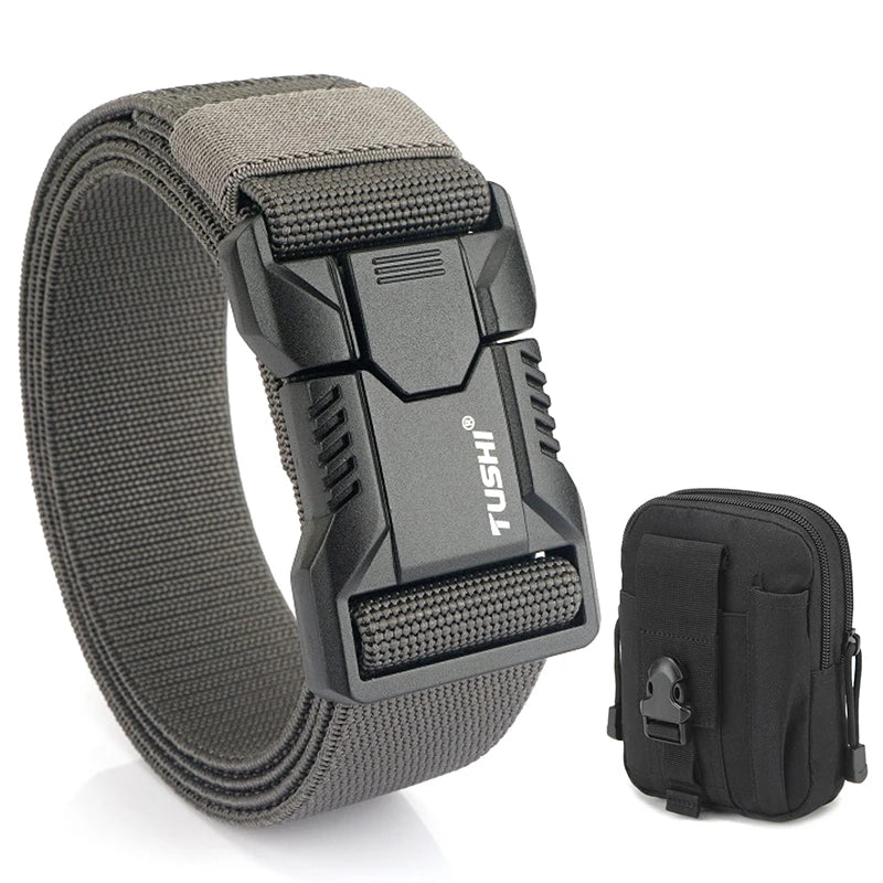 VATLTY New Tactical Outdoor Belt for Men and Women Aluminum Alloy Buckle Quick Release Elastic Belt Casual Belt Jeans Waistband