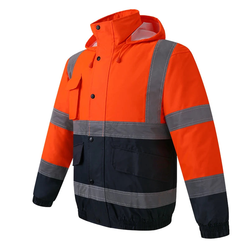 Safety Jackets for Work Men Winter Hi Vis Jacket Work Wear thickened Thermal Waterproof Windproof Reflective Jacket Men