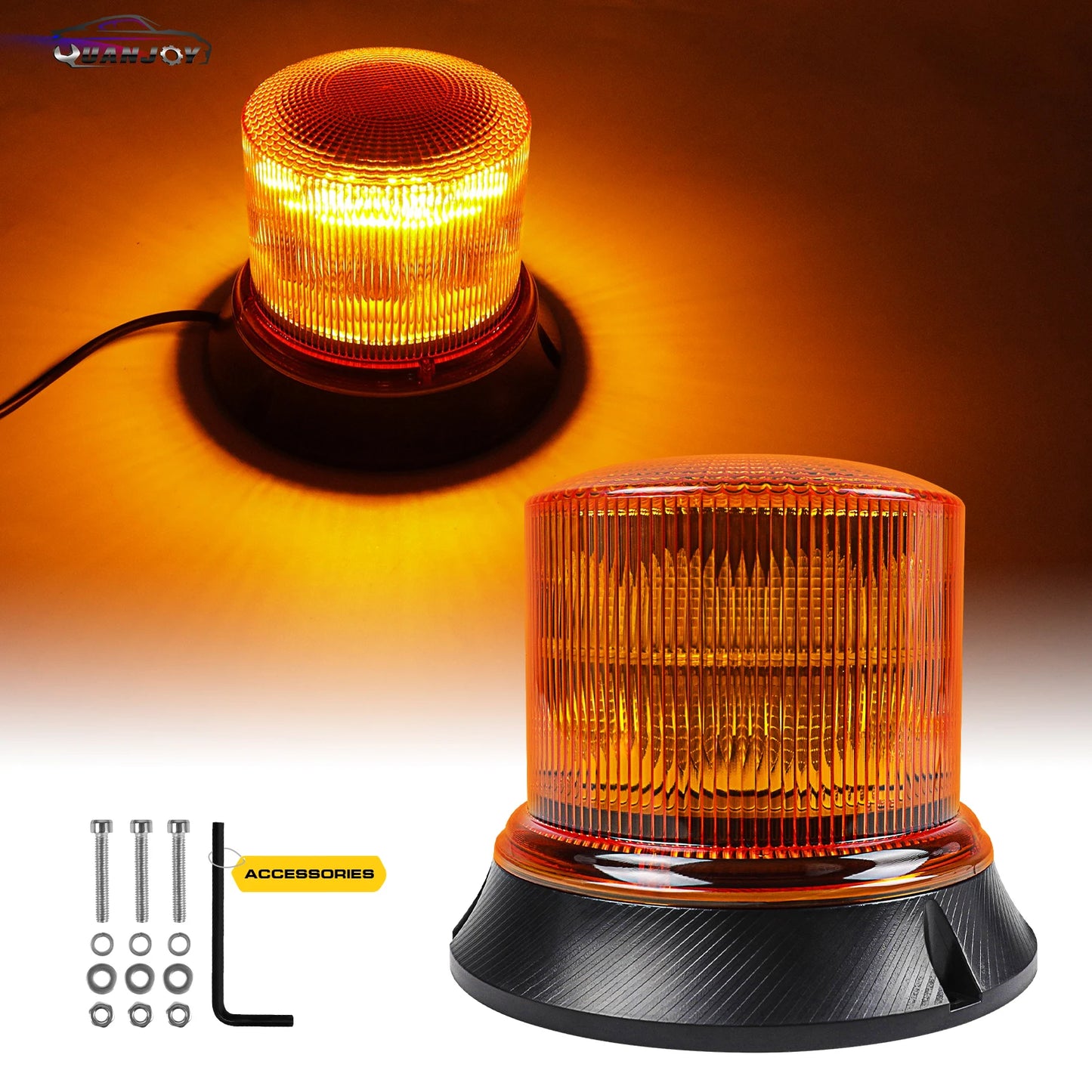 Yuanjoy 8 Modes Emergency Strobe Light Warning Beacon Rotating Light 12/24v For Commercial Vehicles, School Bus, Excavator