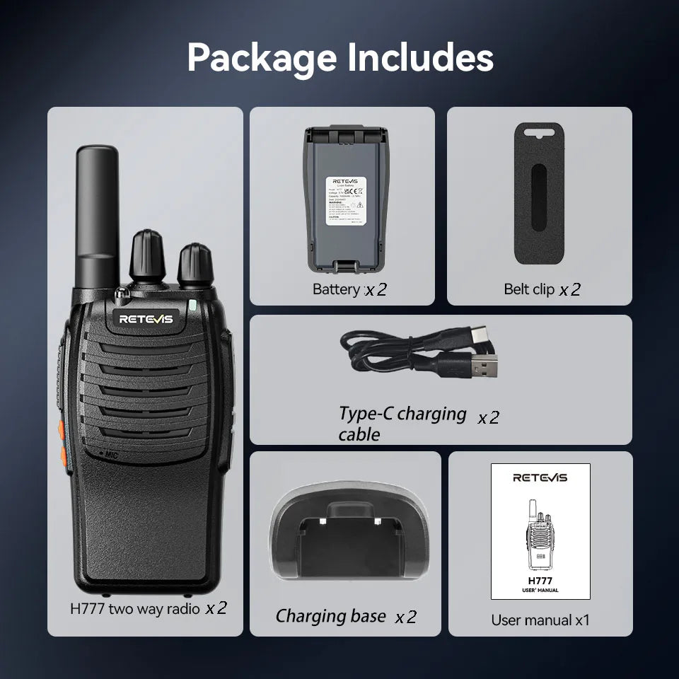 Retevis H777 2PC walkie talkie long range walkie talkies Radios Walkie-talkie Professional Compact Portable Two Way Radio Type-C