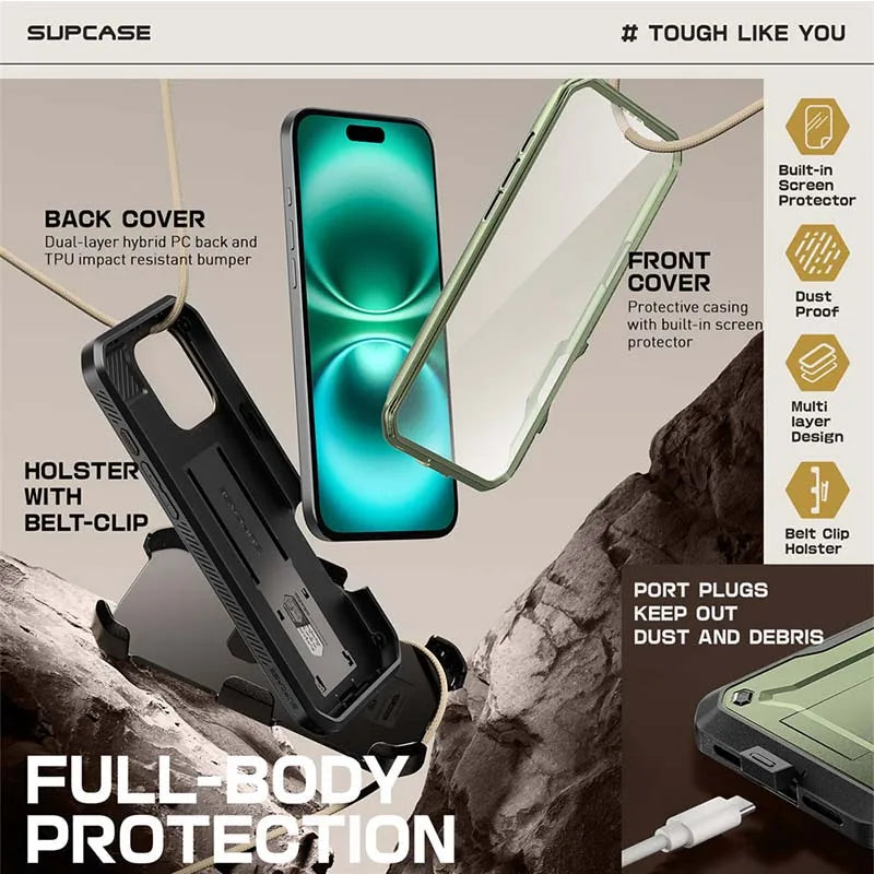 SUPCASE For iPhone 16 Pro Max Case 6.9" (2024) UB Pro Full-Body Heavy Duty Rugged Phone Case with Built-in Screen Protector