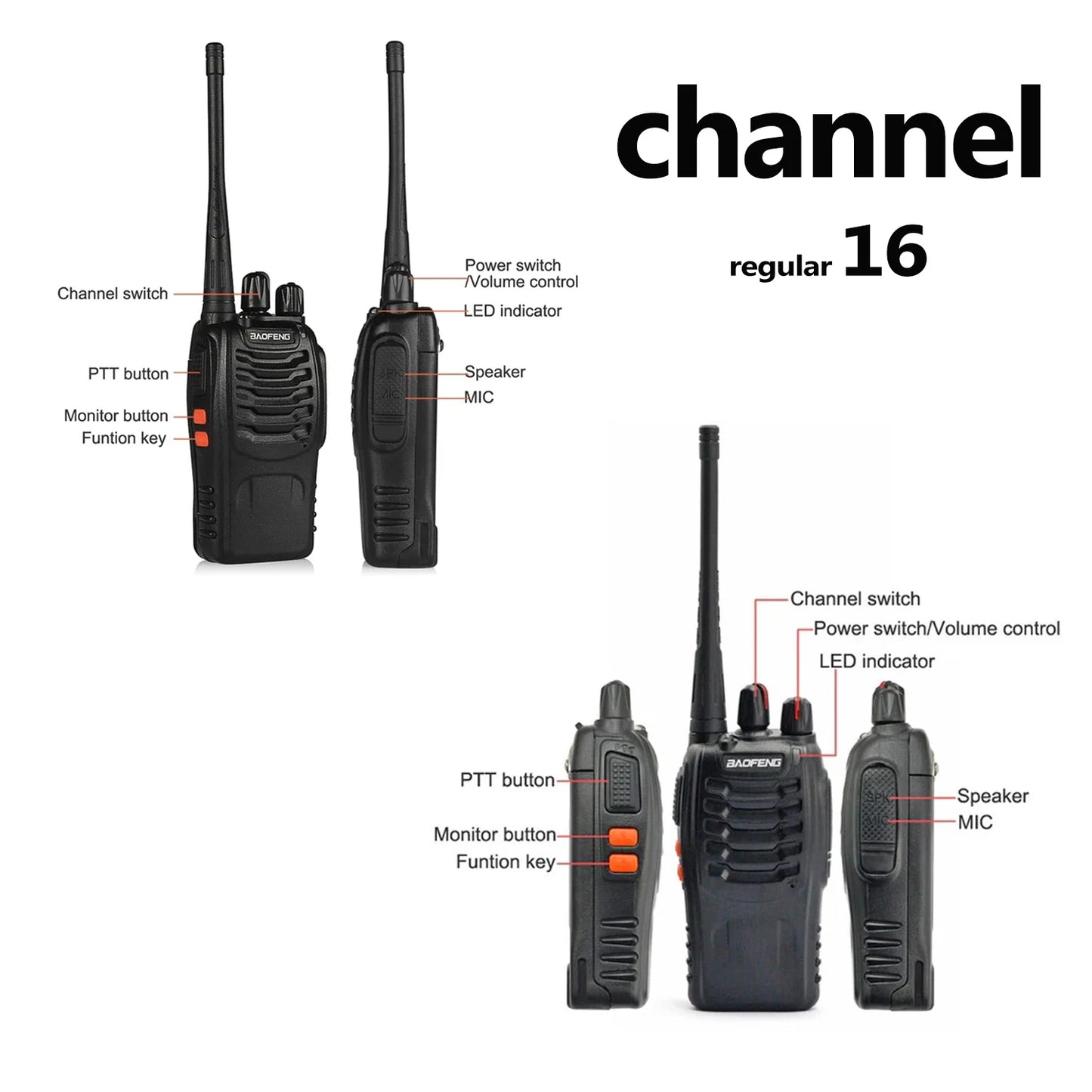 6pcs Wholesale Walkie Talkie long range Baofeng BF-888S Two Way Radio 888s UHF 400-470MHz 16 Channel 5km Communication Distance