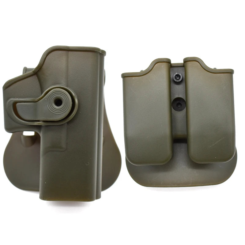 IMI Gun Holster Defense Retention Tactical Gun Holster for GL 17 gen 1- 4 9mm Double Magazine Pouch