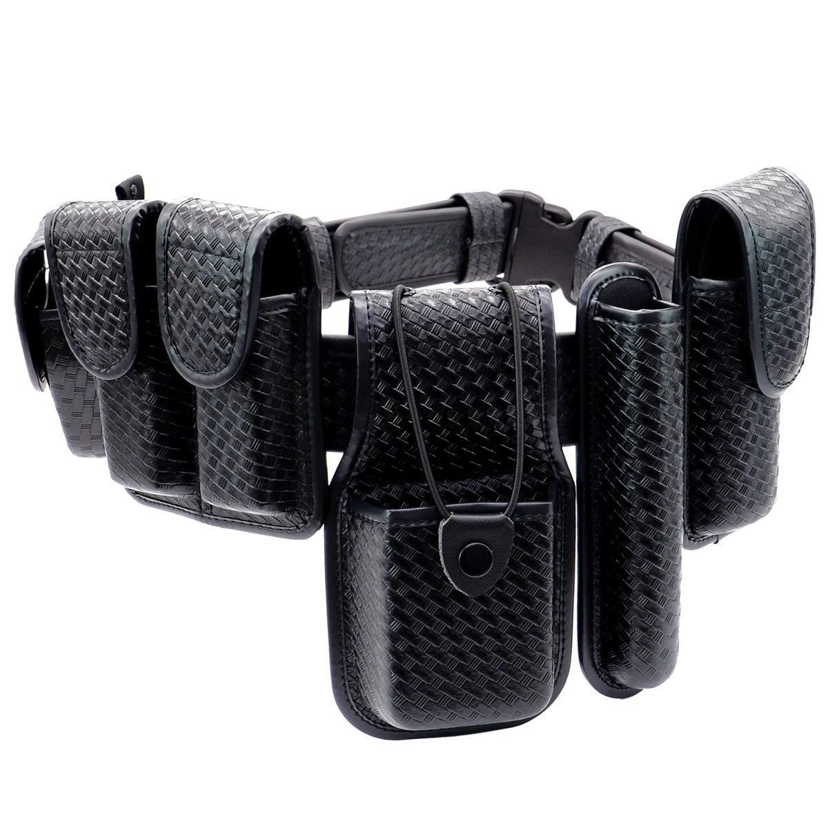 ROCOTACTICAL 8-in-1 Law Enforcement Duty Web Belt Rig with Handcuff Case, Mag Pouch, Basket weave Police Duty Belt Rig