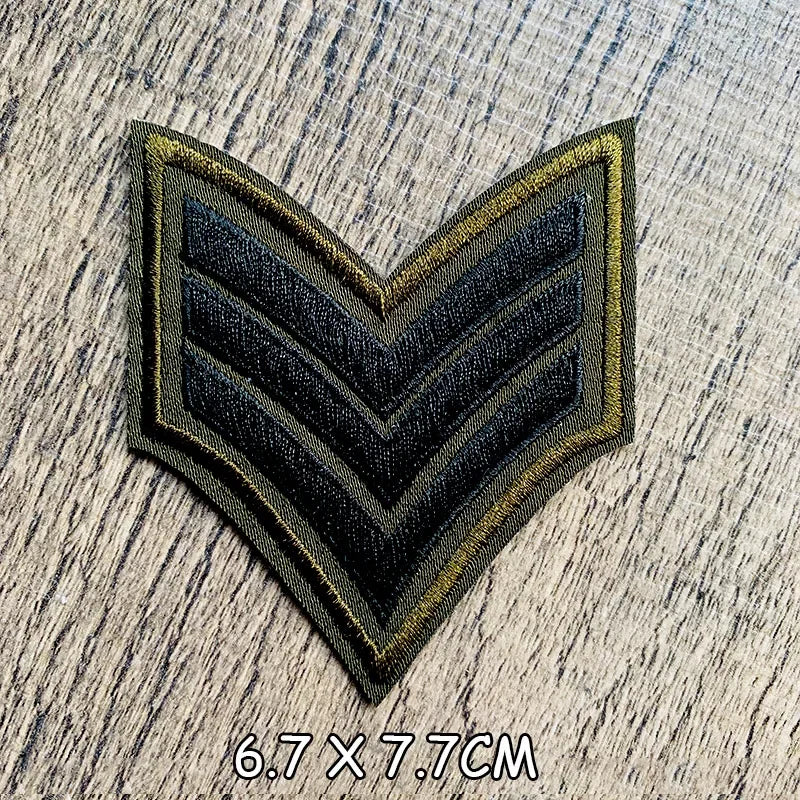 Wholesale Gold Silver Red Military Rank Embroidery Patches for Clothing Tactical Army Logo Iron on Clothes jacket Badge Applique