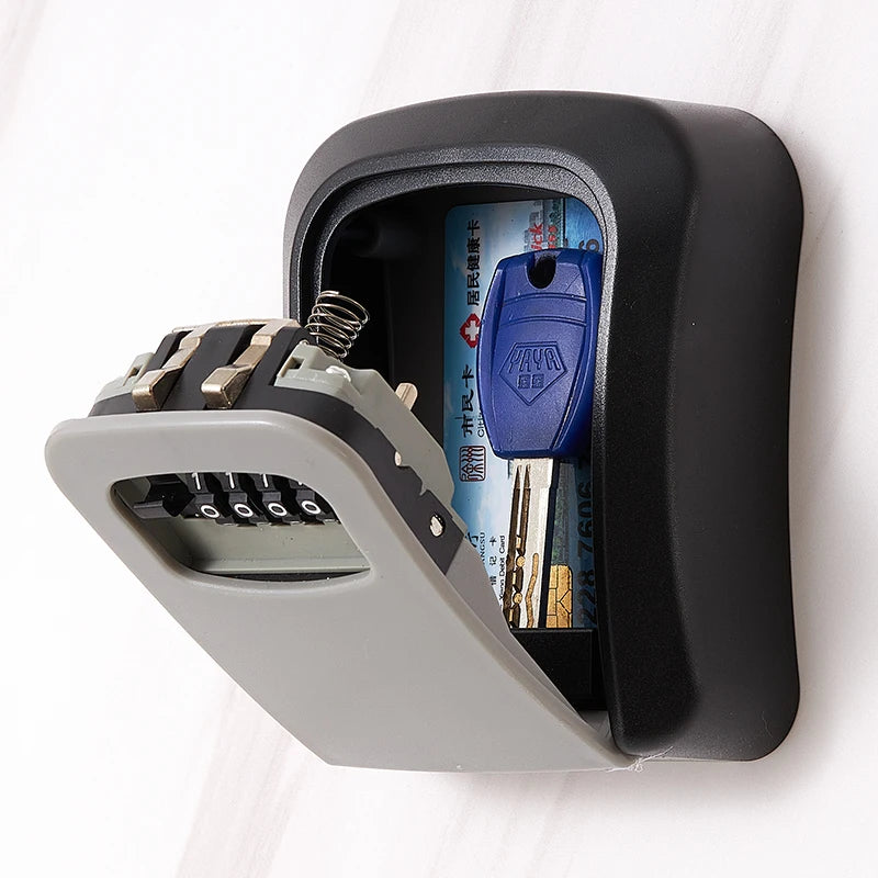 Black/Gold/Silver Metal Key Lock Box Outdoor Wall Mounted Key Holder Organizer 4 Digit Combination Security Storage Secret Box