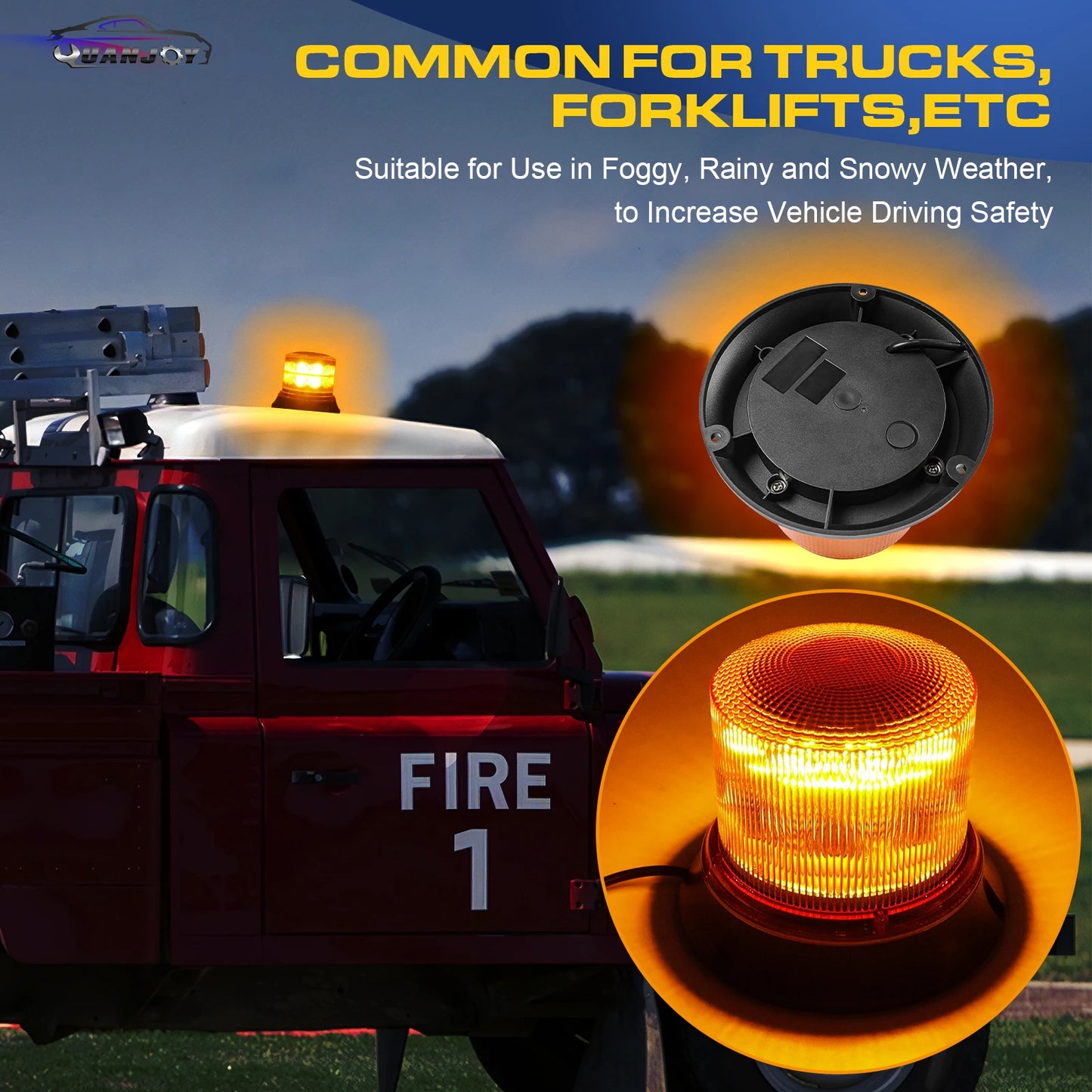 Yuanjoy 8 Modes Emergency Strobe Light Warning Beacon Rotating Light 12/24v For Commercial Vehicles, School Bus, Excavator