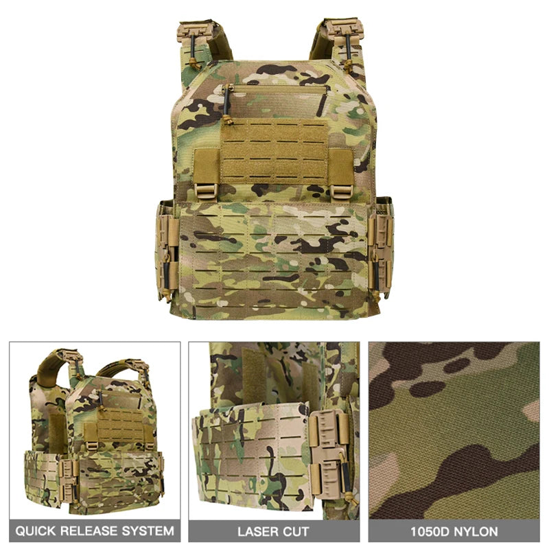 Nylon Large Size Multicam Chaleco Tactico,28x35cm Plate Carrier,Ranger Green,Tactical Vest for SAPI 11*14 Inch Plate