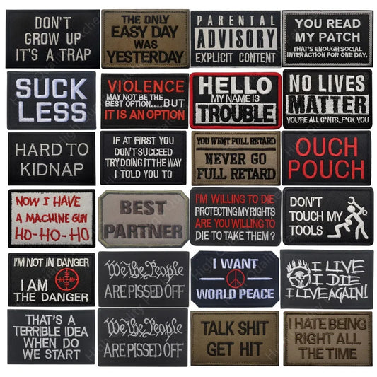 English inspirational quotes Embroidery Cloth Hook&Loop Patches Backpack Tactical Morale Badge Applique For Jacket Jeans bag