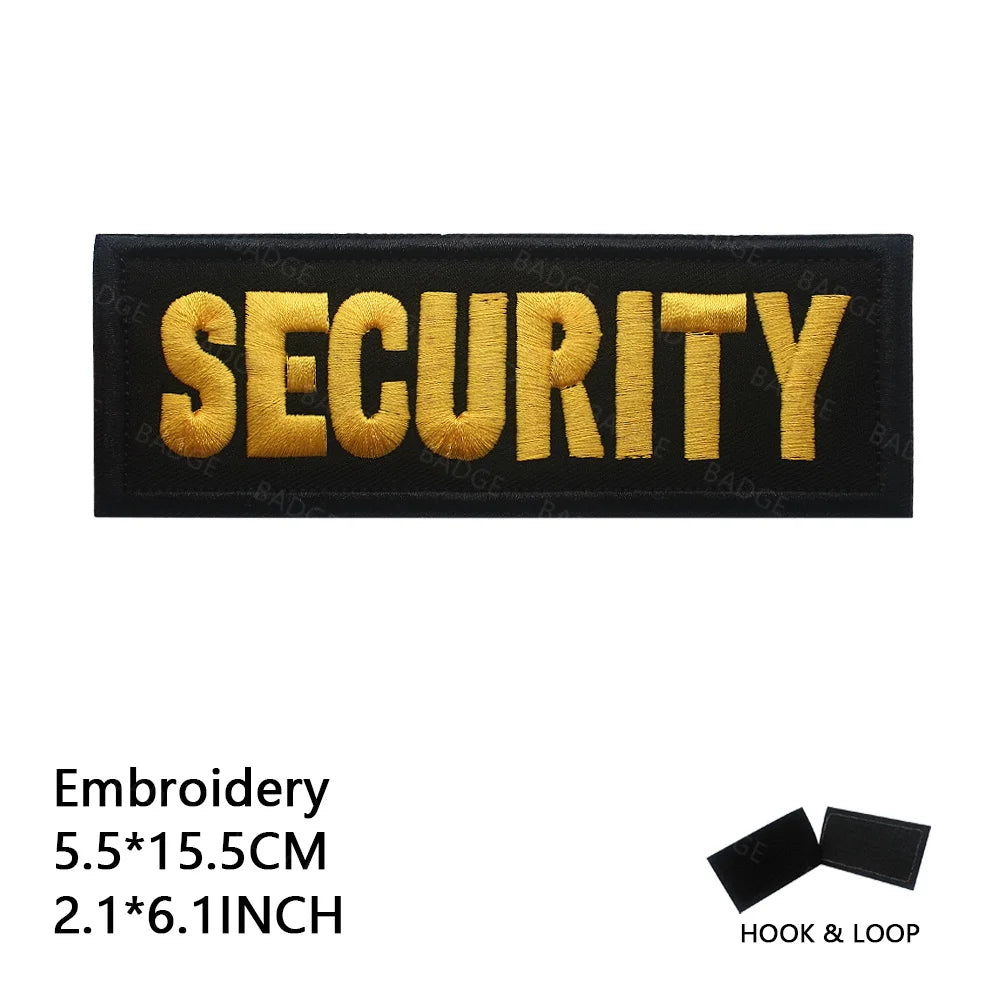 Armed Reflective IR Security Guard Embroidered Patch Sheriff Officer Agent Appliqué Uniform Vest Tactical Patches Large Badge