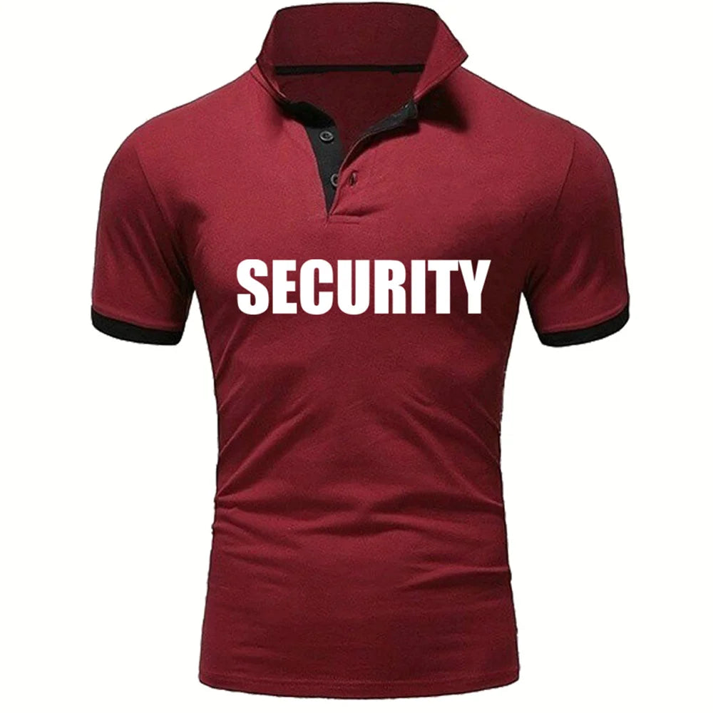 Summer Men Polo Shirt Security Uniform Print Men Tshirt Fashion Pullover HipHop Harajuku Men Short Sleeve Brand High Quality Tee