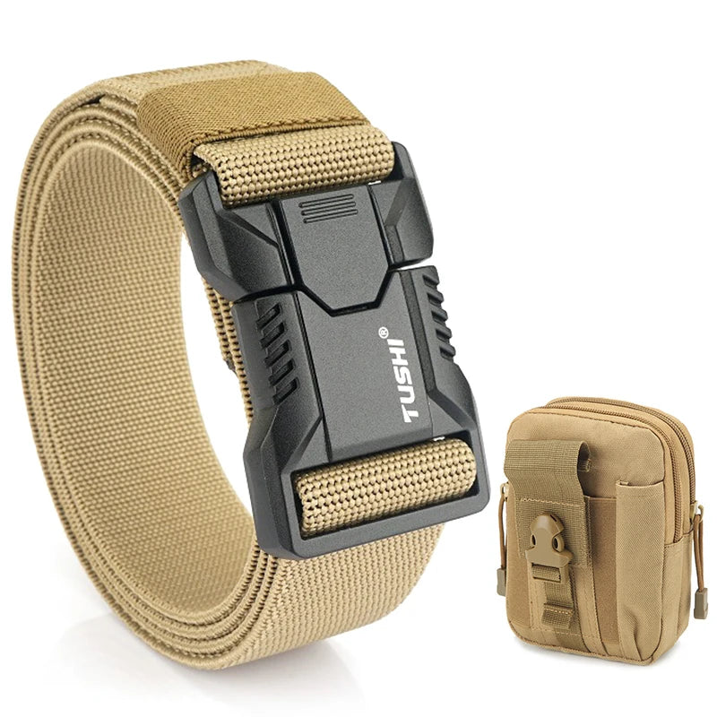 VATLTY New Tactical Outdoor Belt for Men and Women Aluminum Alloy Buckle Quick Release Elastic Belt Casual Belt Jeans Waistband