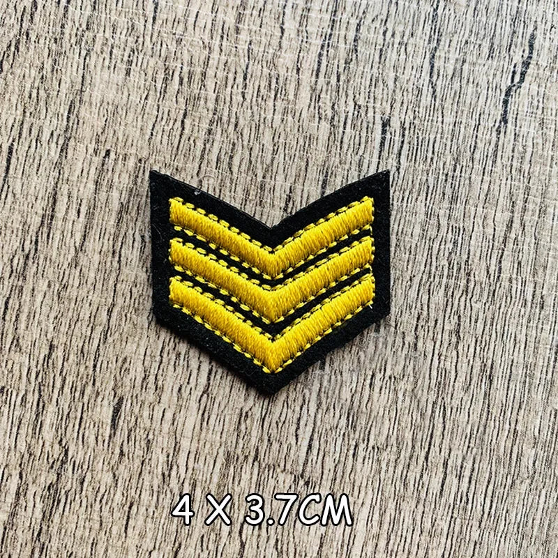 Wholesale Gold Silver Red Military Rank Embroidery Patches for Clothing Tactical Army Logo Iron on Clothes jacket Badge Applique