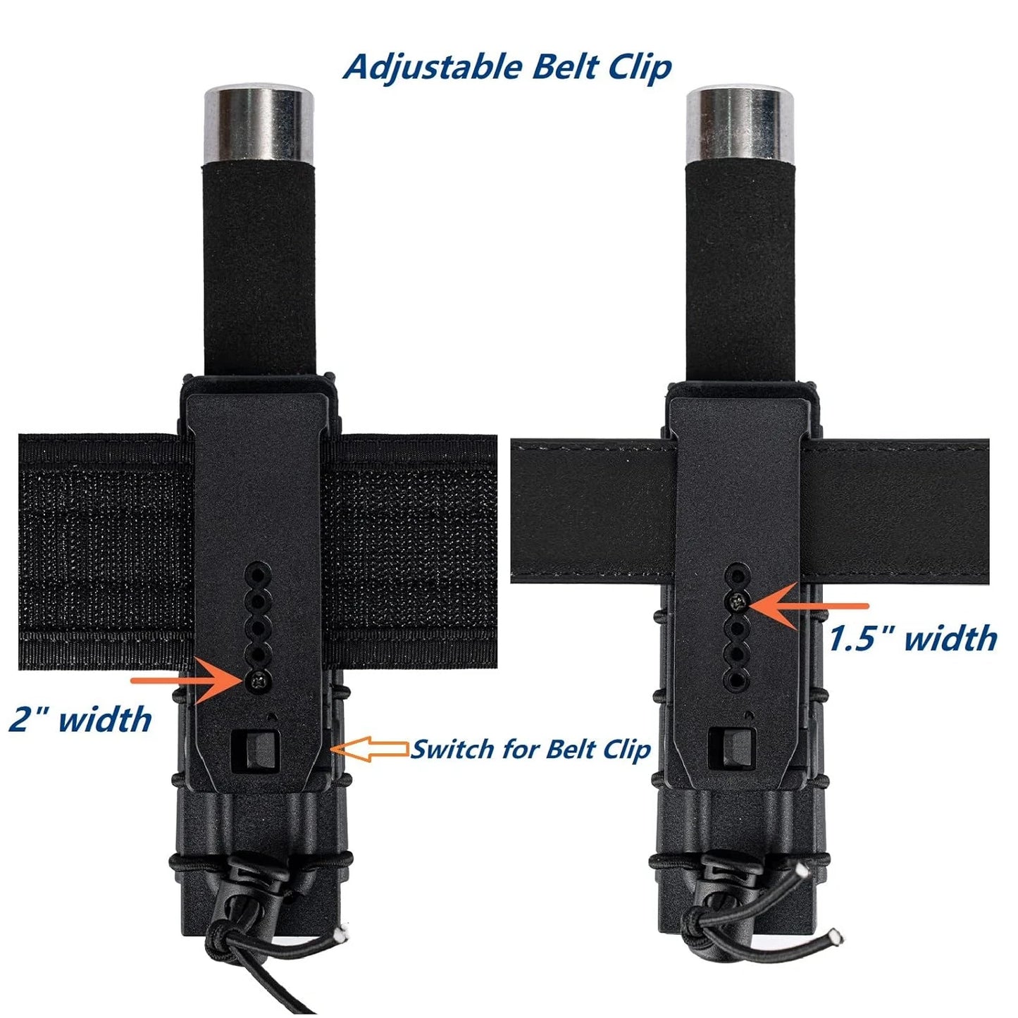 Baton Holder 360 Degree Rotating MOLLE Clip 16"-21"-26" Telescopic Holster for 1.2" Diameter Expandable Carry Case Baton Carrier