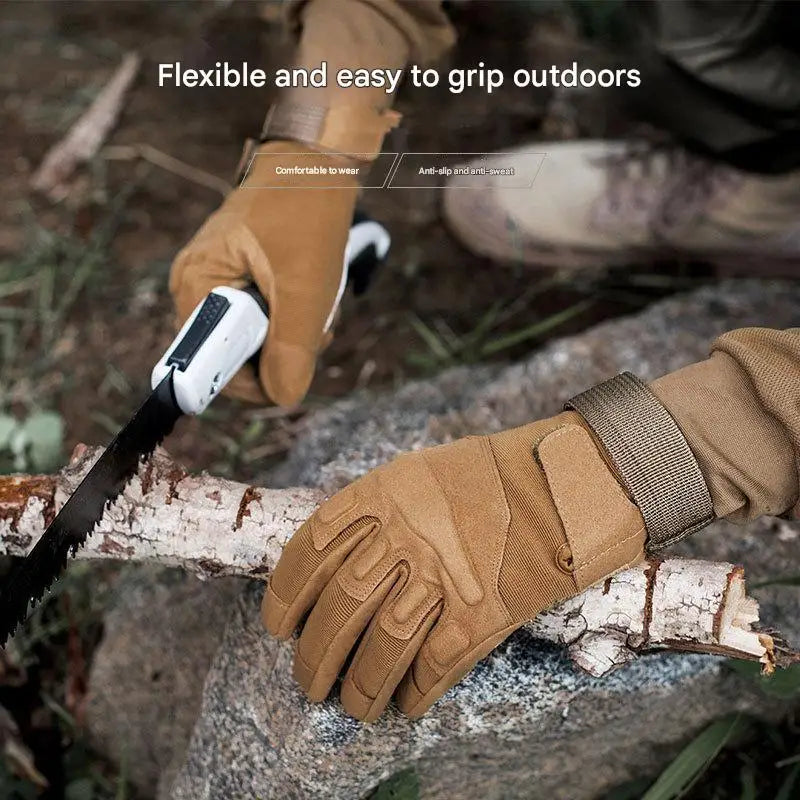 Winter Warm Tactical Gloves Men's Rubber Shell Protection Thickened All Finger Touch Screen Outdoor Riding Cold Protection