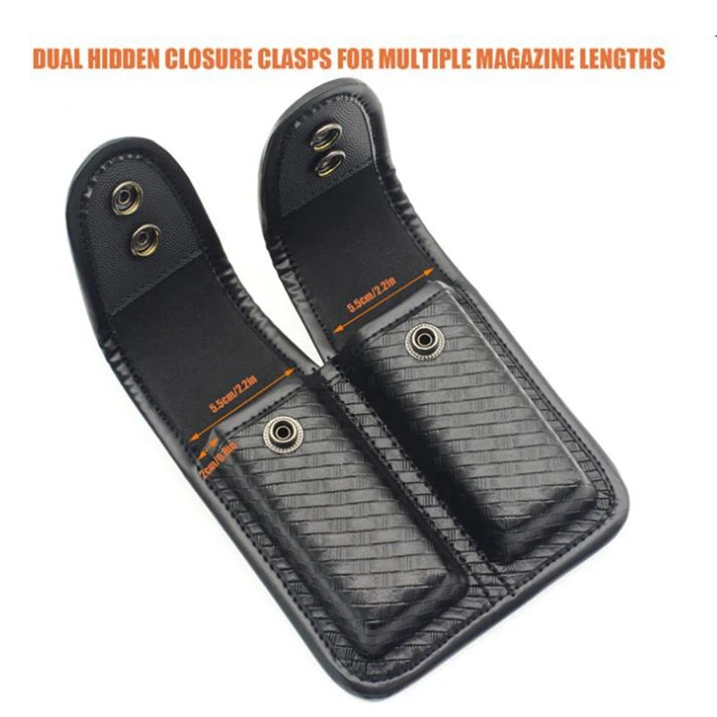 Tactical Double Magazine Pouch for G17 G19 92fs H&K Ruger,Duty Belt Nylon Pistol Mag Pouch with Flashlight Holder Ring Strap