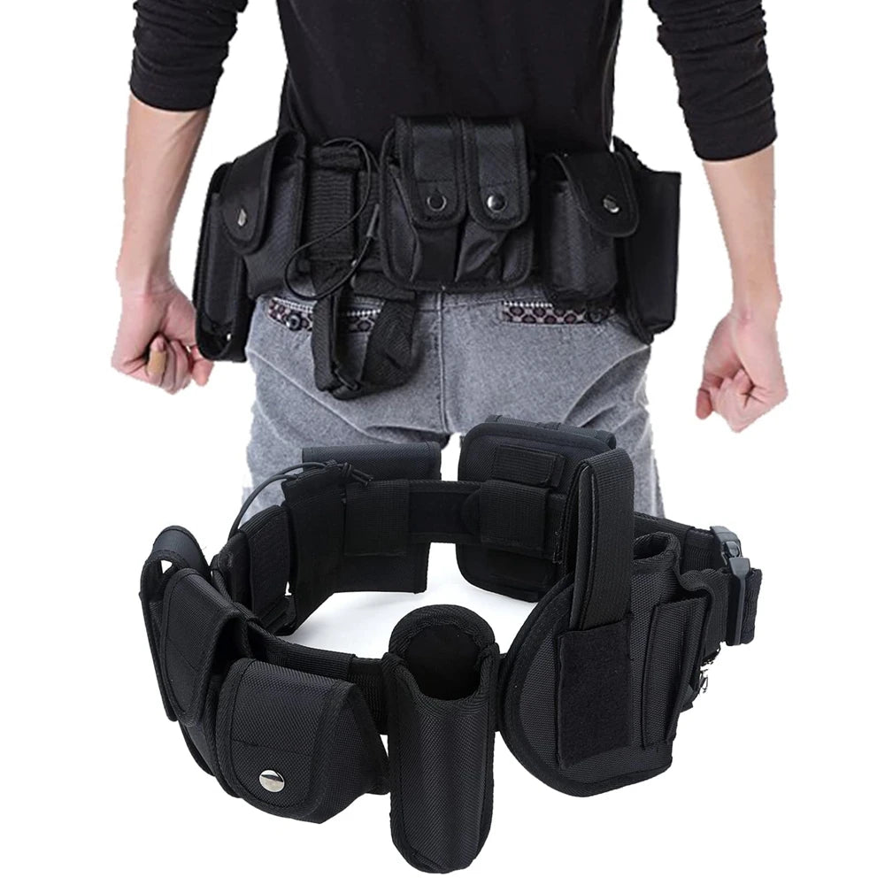Duty Belts Tactical Modular Equipment Security Utility Belt with 10 Components Pouches Bags Holster Gear Security Guard Belt