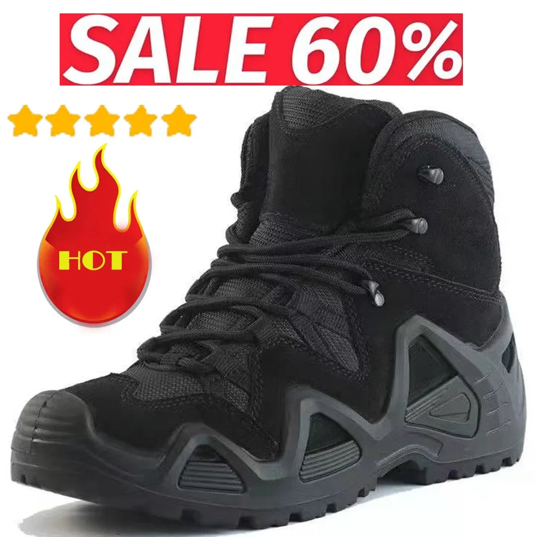 Mens Combat Tactical Boots WaterProof Outdoor Hiking Ankle Work Boots Climbing Botas Tacticas Militar Intervention Safety shoes