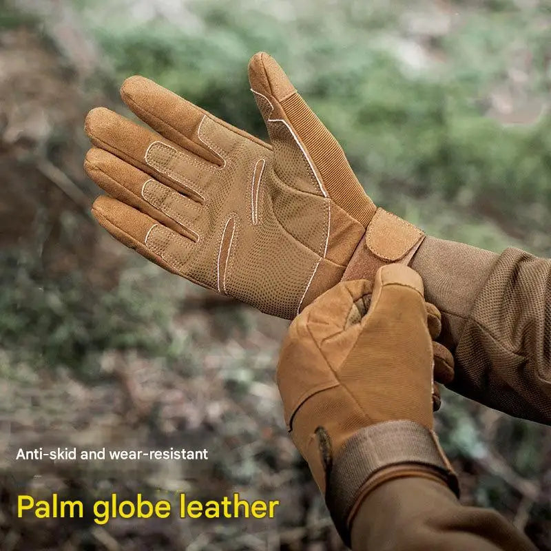 Winter Warm Tactical Gloves Men's Rubber Shell Protection Thickened All Finger Touch Screen Outdoor Riding Cold Protection