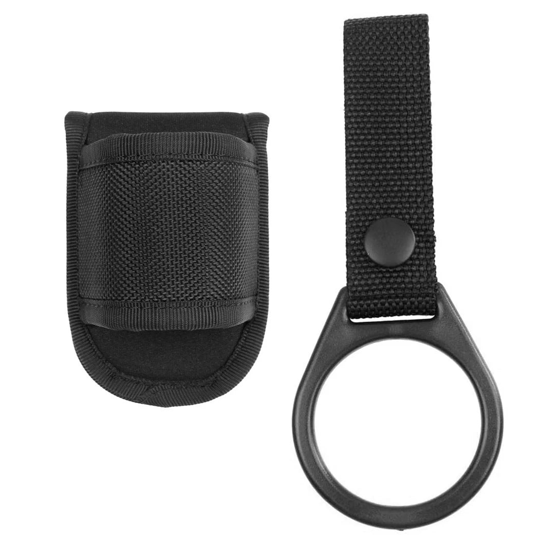 Tactical Double Magazine Pouch for G17 G19 92fs H&K Ruger,Duty Belt Nylon Pistol Mag Pouch with Flashlight Holder Ring Strap