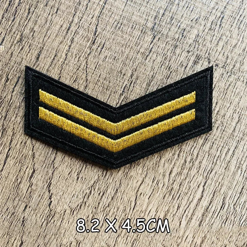 Wholesale Gold Silver Red Military Rank Embroidery Patches for Clothing Tactical Army Logo Iron on Clothes jacket Badge Applique