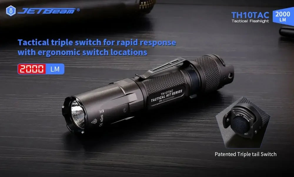 Jetbeam TH10 TAC 2000 Lumen Tactical Flashlight Rechargeable Flashlights Edc Led Waterproof Torch Light фонарик lampe de poche