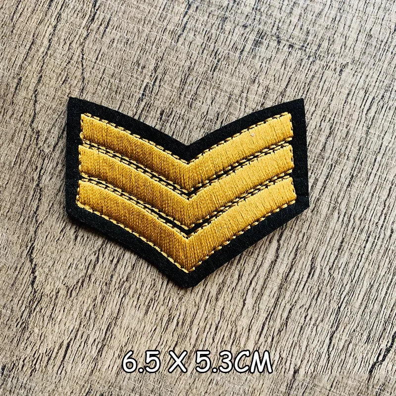 Wholesale Gold Silver Red Military Rank Embroidery Patches for Clothing Tactical Army Logo Iron on Clothes jacket Badge Applique