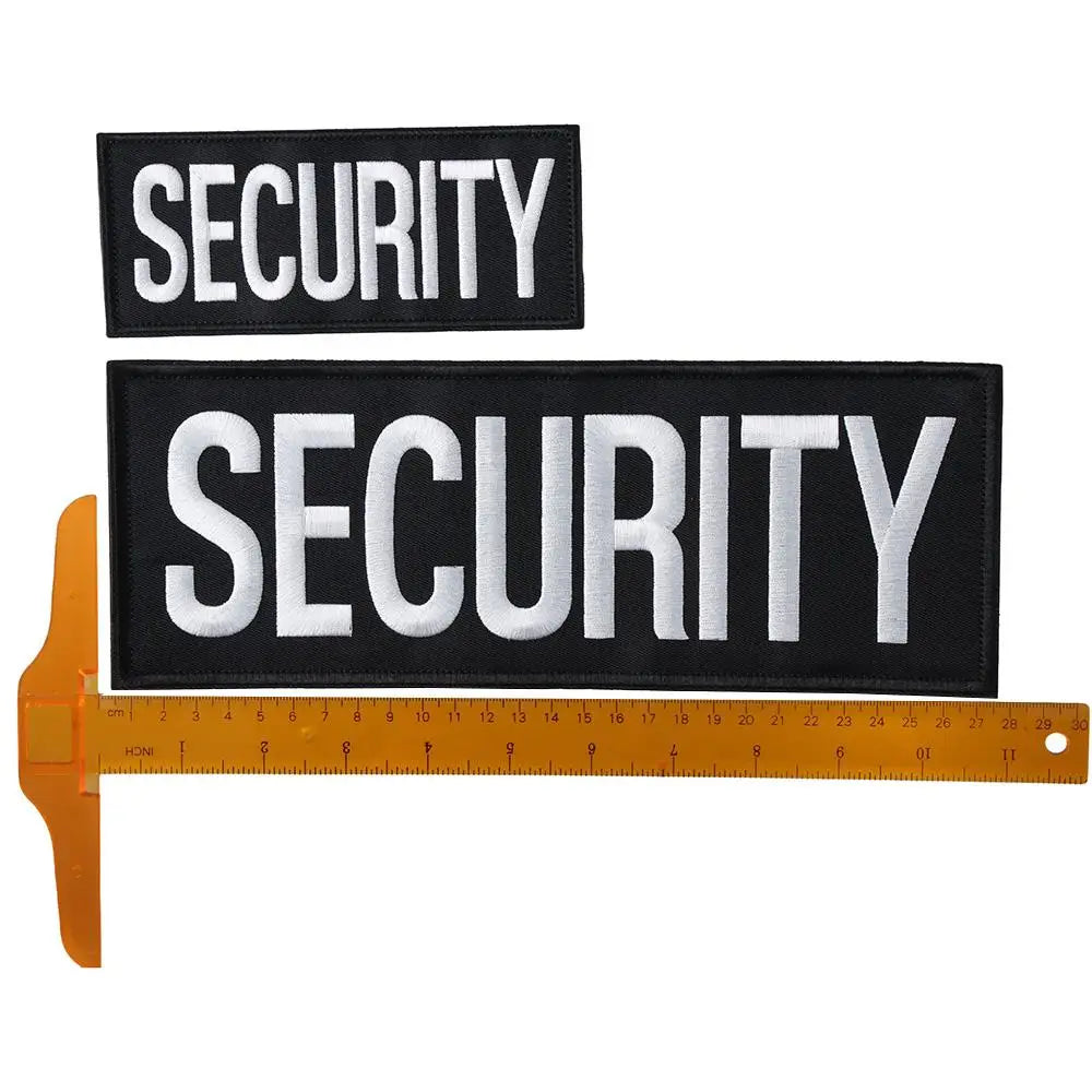 2 Pack Security Patches, One Small and One Large Embroidered Letters Patches, Security Patches for Vest Jacket