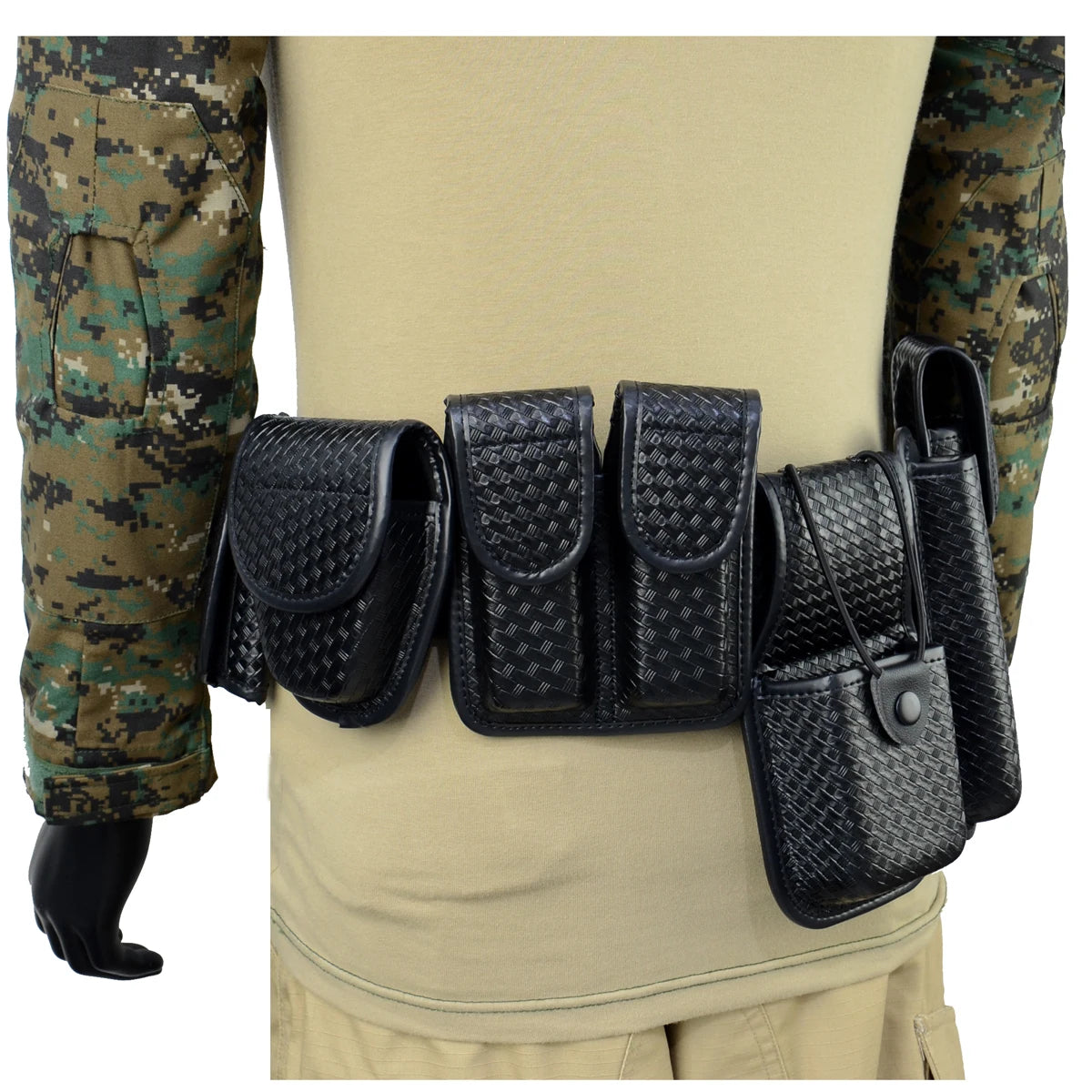 ROCOTACTICAL 8-in-1 Law Enforcement Duty Web Belt Rig with Handcuff Case, Mag Pouch, Basket weave Police Duty Belt Rig