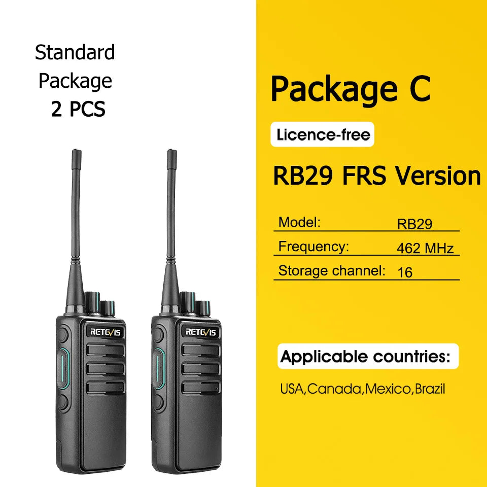 Walkie Talkie 2 Pieces Retevis Walkie-talkies PMR 446 RB629 Long Range Legal Portable Two-way Radio ht for Hotel Factory Hunting
