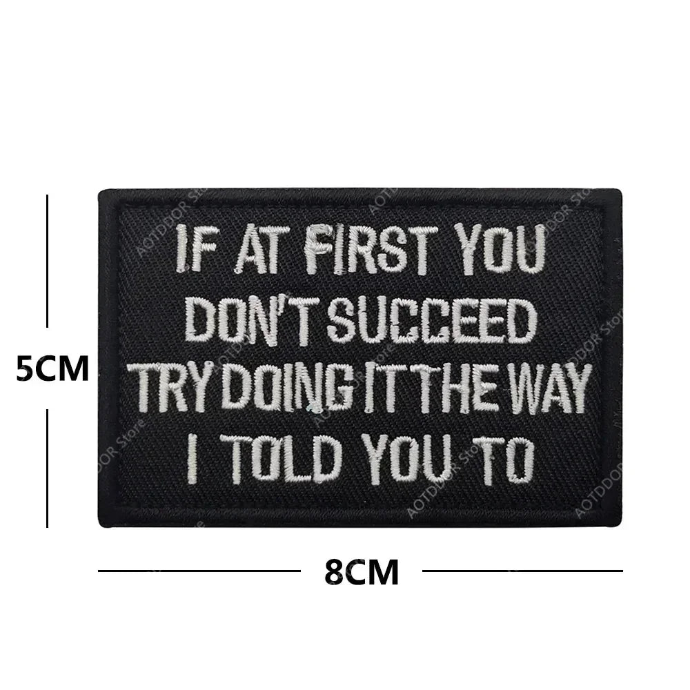English inspirational quotes Embroidery Cloth Hook&Loop Patches Backpack Tactical Morale Badge Applique For Jacket Jeans bag